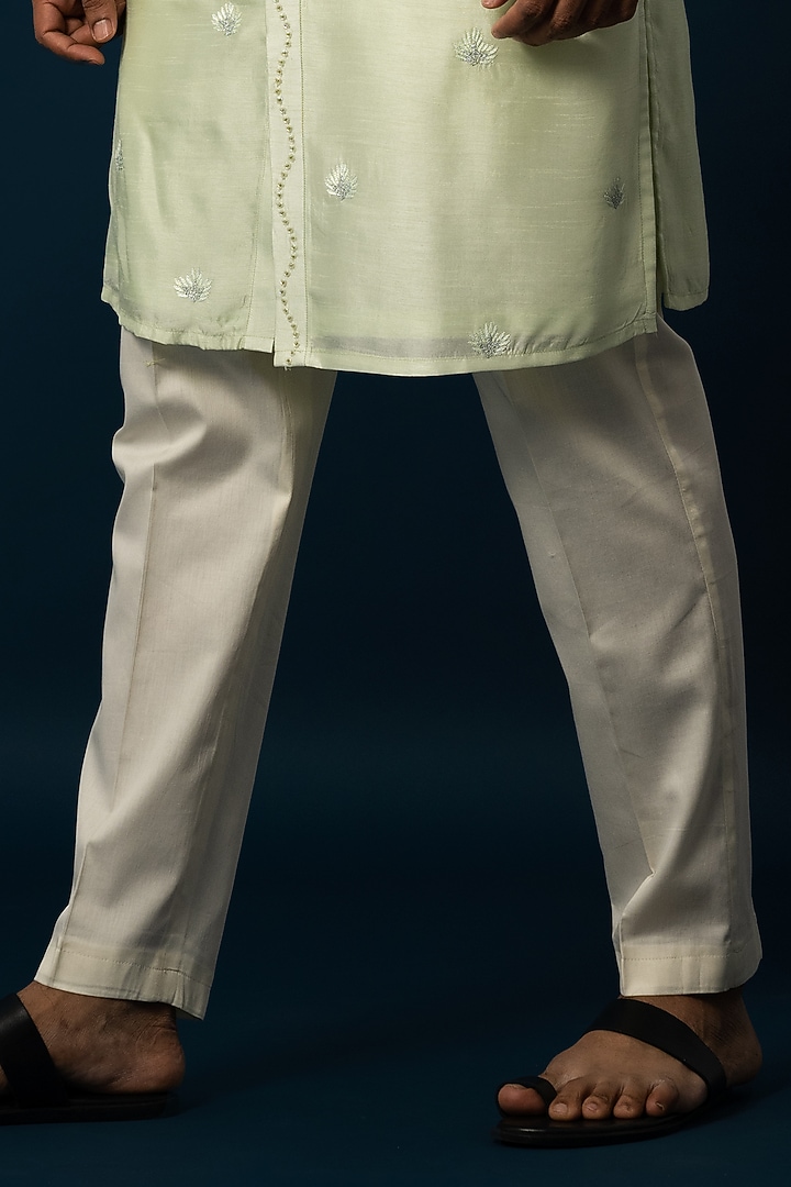 Light Green Bam Silk Embroidered Kurta Set by YOSEBA at Pernia's Pop Up Shop