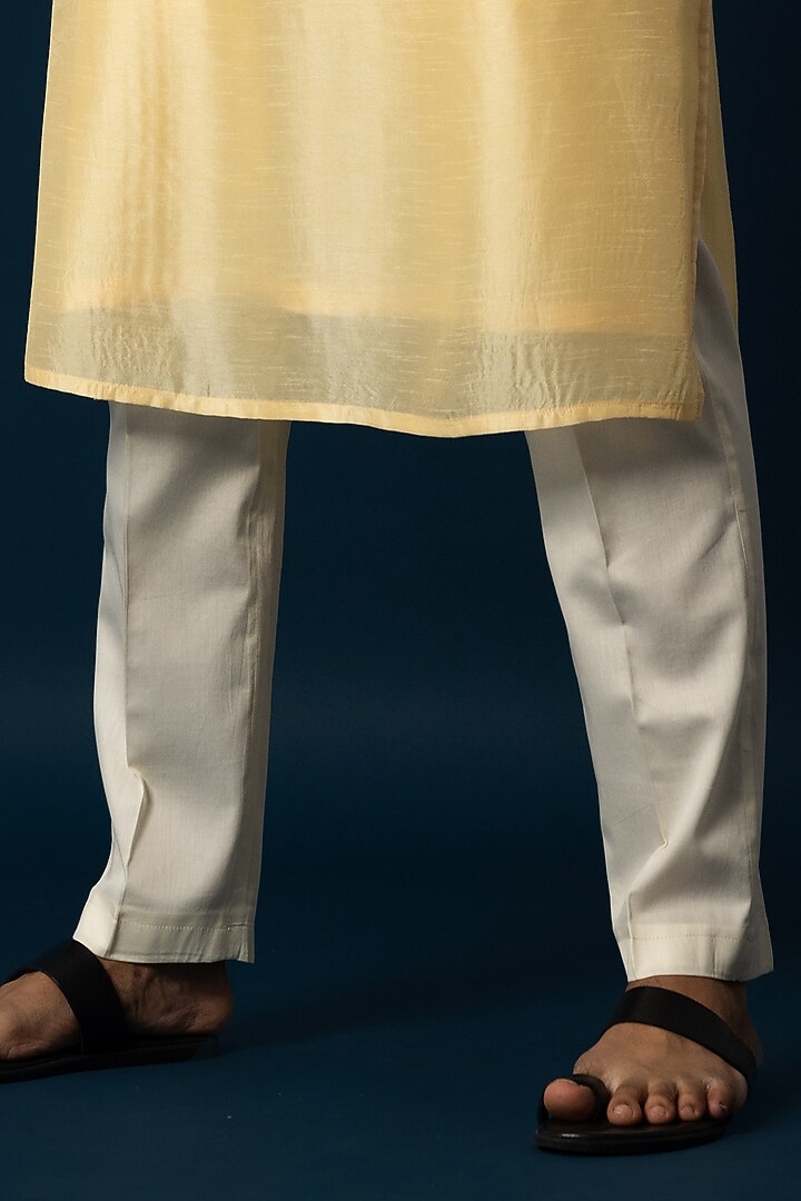 Powder Yellow Bam Silk Nehru Jacket Set by YOSEBA at Pernia's Pop Up Shop