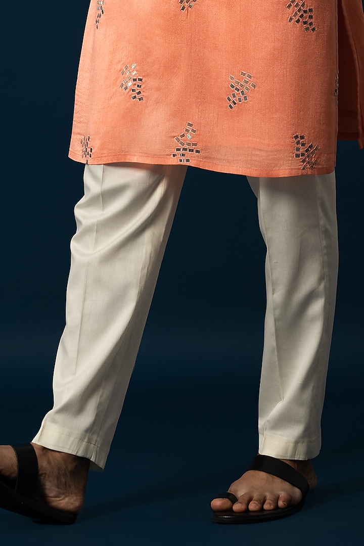 Orange & Peach Ombre Bam Silk Kurta Set by YOSEBA at Pernia's Pop Up Shop