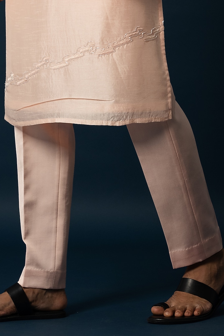 Peach Bam Silk Kurta Set by YOSEBA at Pernia's Pop Up Shop