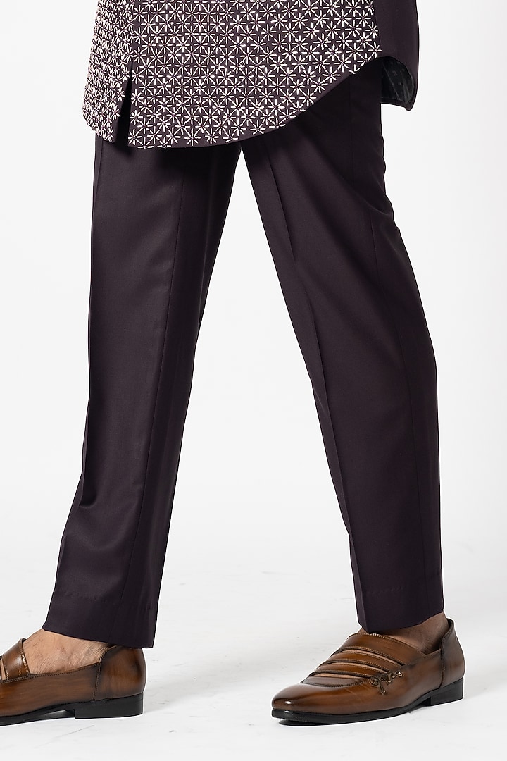 Wine Suiting Embroidered Achkan Jacket Set by YOSEBA at Pernia's Pop Up Shop