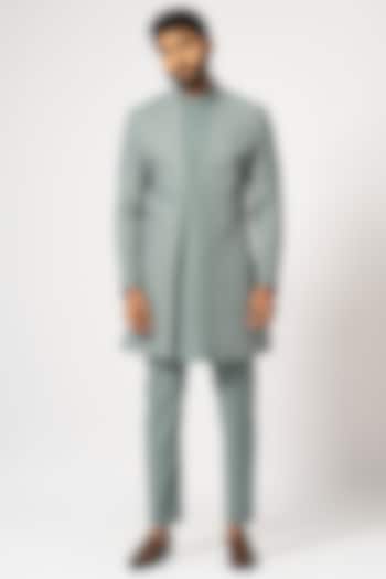 Dove Grey Suiting Achkan Jacket Set by YOSEBA at Pernia's Pop Up Shop