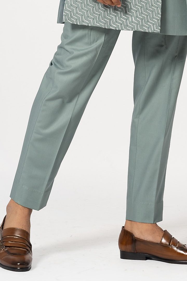 Dove Grey Suiting Achkan Jacket Set by YOSEBA at Pernia's Pop Up Shop