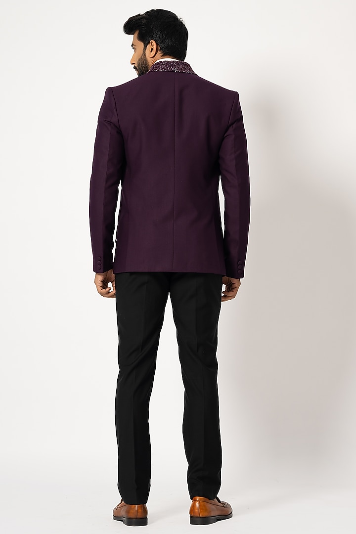 Wine Suiting Embroidered Blazer Set by YOSEBA at Pernia's Pop Up Shop