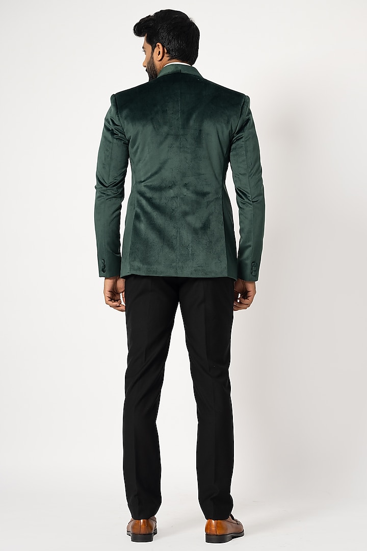Green Velvet Embroidered Blazer Set by YOSEBA at Pernia's Pop Up Shop