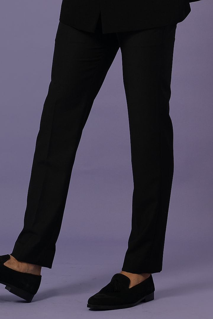 Black Suiting Embellished Wedding Bandhgala Set by YOSEBA at Pernia's Pop Up Shop