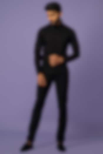 Black Cotton Party Wear Shirt by YOSEBA at Pernia's Pop Up Shop