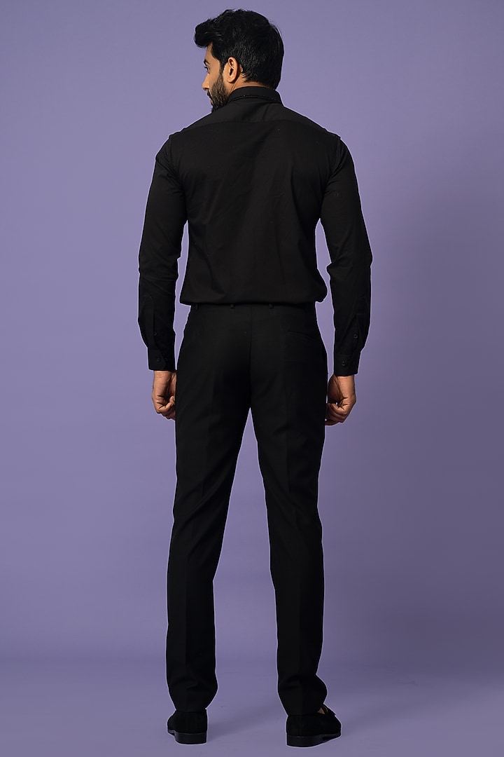 Black Cotton Party Wear Shirt by YOSEBA at Pernia's Pop Up Shop