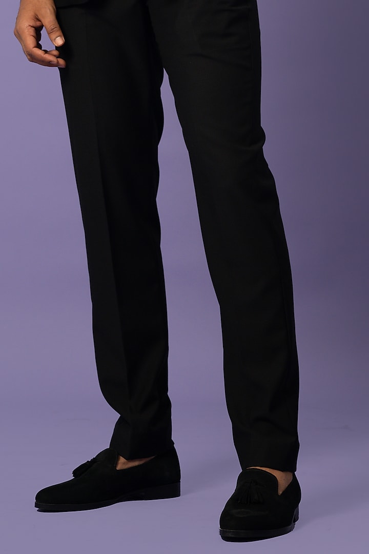 Black Stretch Embellished Blazer Set by YOSEBA at Pernia's Pop Up Shop