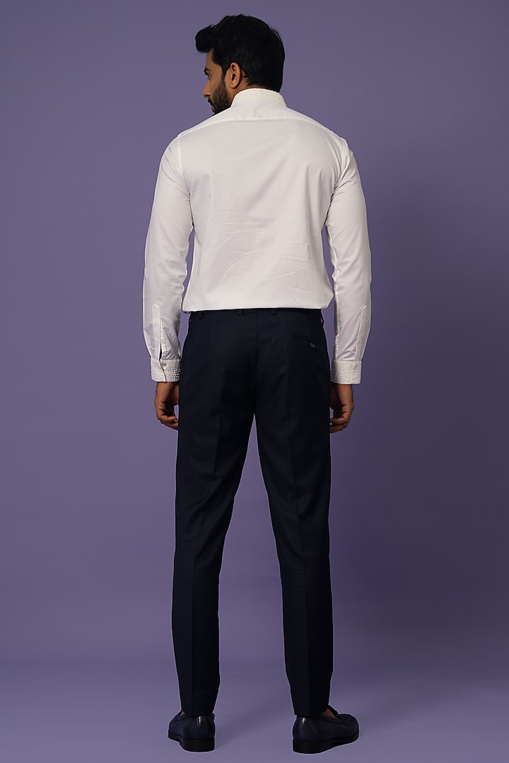 Ivory Cotton Embellished Party Wear Shirt by YOSEBA at Pernia's Pop Up Shop