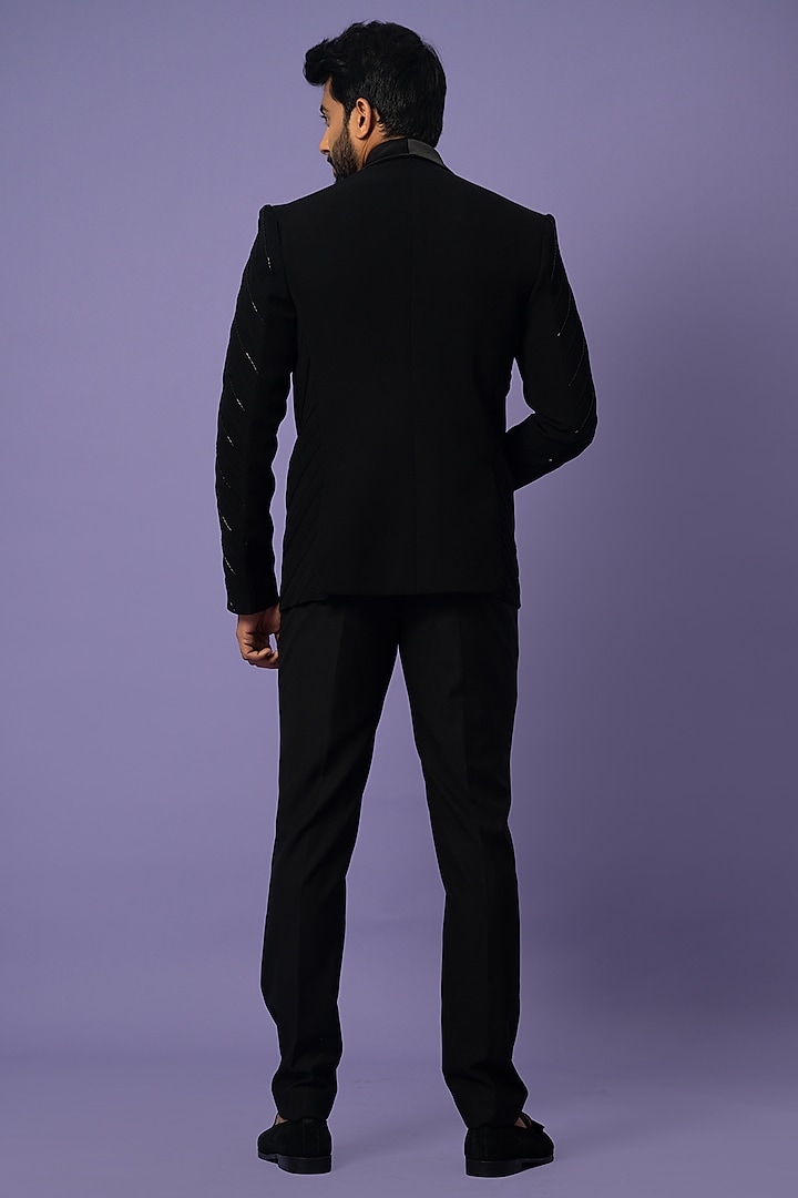 Black Stretch Blazer Set by YOSEBA at Pernia's Pop Up Shop