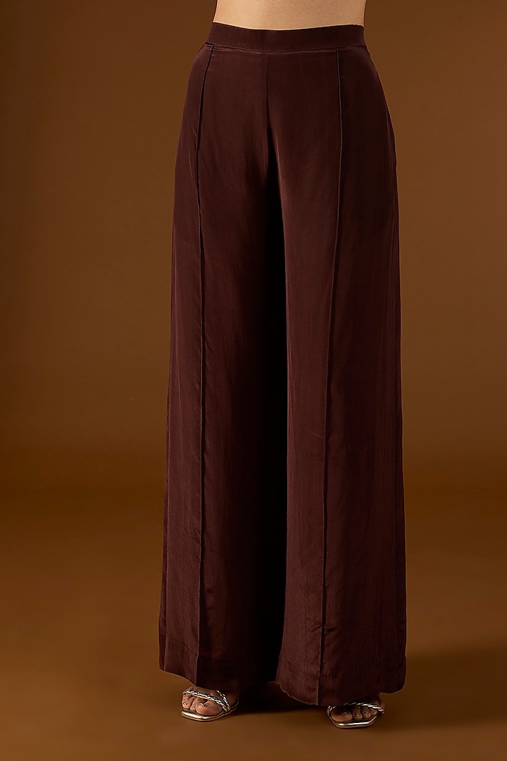 Bronze Brown Georgette Sequins Embroidered Kaftan Set by Yoshita Couture at Pernia's Pop Up Shop