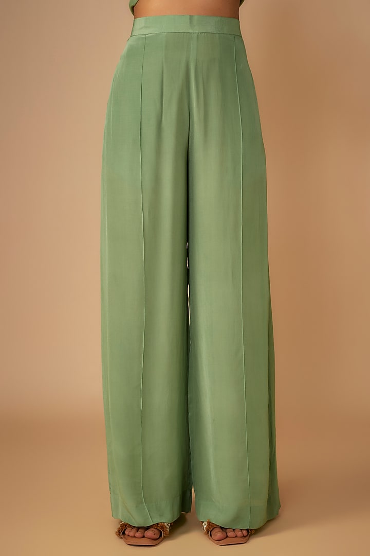 Mint Green Georgette Silk Thread Embroidered Kaftan Set by Yoshita Couture at Pernia's Pop Up Shop