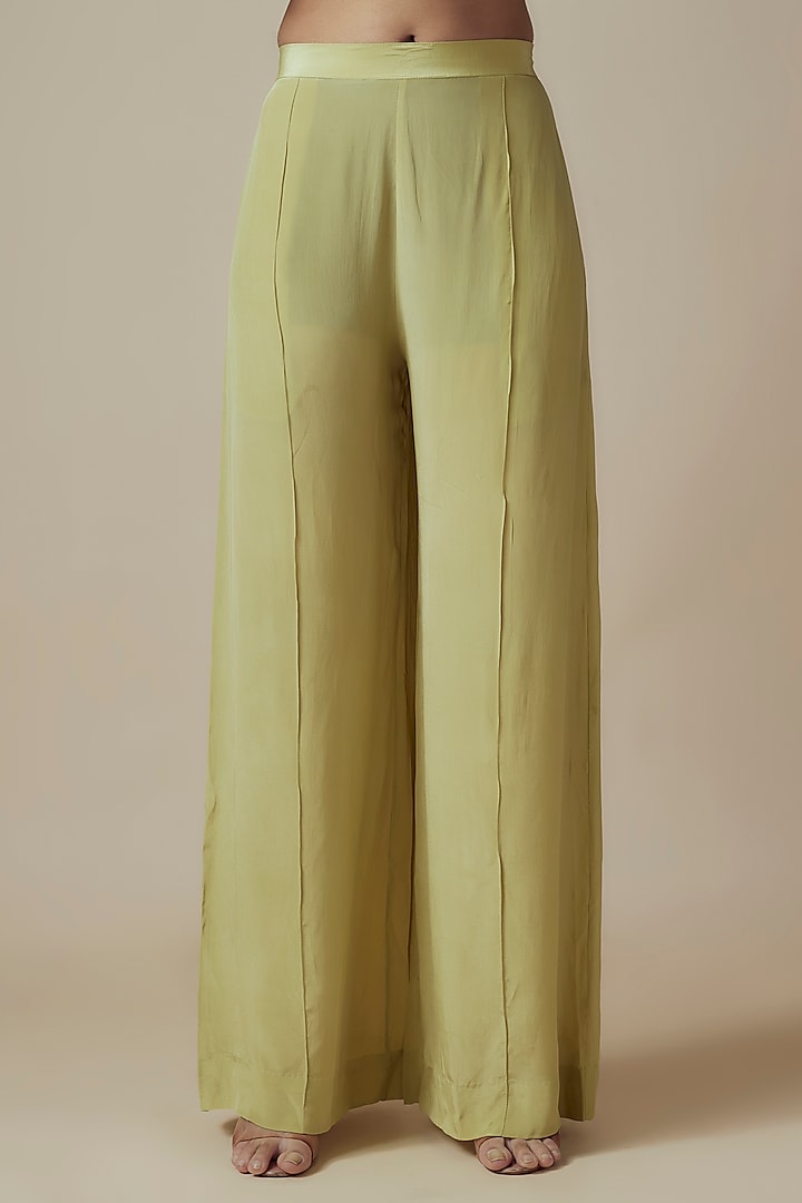 Olive Green Tie-Dye Georgette Hand embroidered Kaftan Set by Yoshita Couture at Pernia's Pop Up Shop