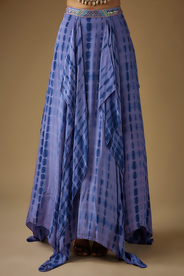 Indigo Blue Crepe Linear Tie-Dye Handkerchief Wedding Lehenga Set by Yoshita Couture at Pernia's Pop Up Shop