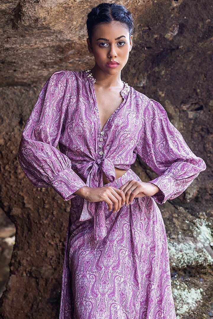 Pink Pure Muslin Printed Skirt Set by Yogita Kadam at Pernia's Pop Up Shop