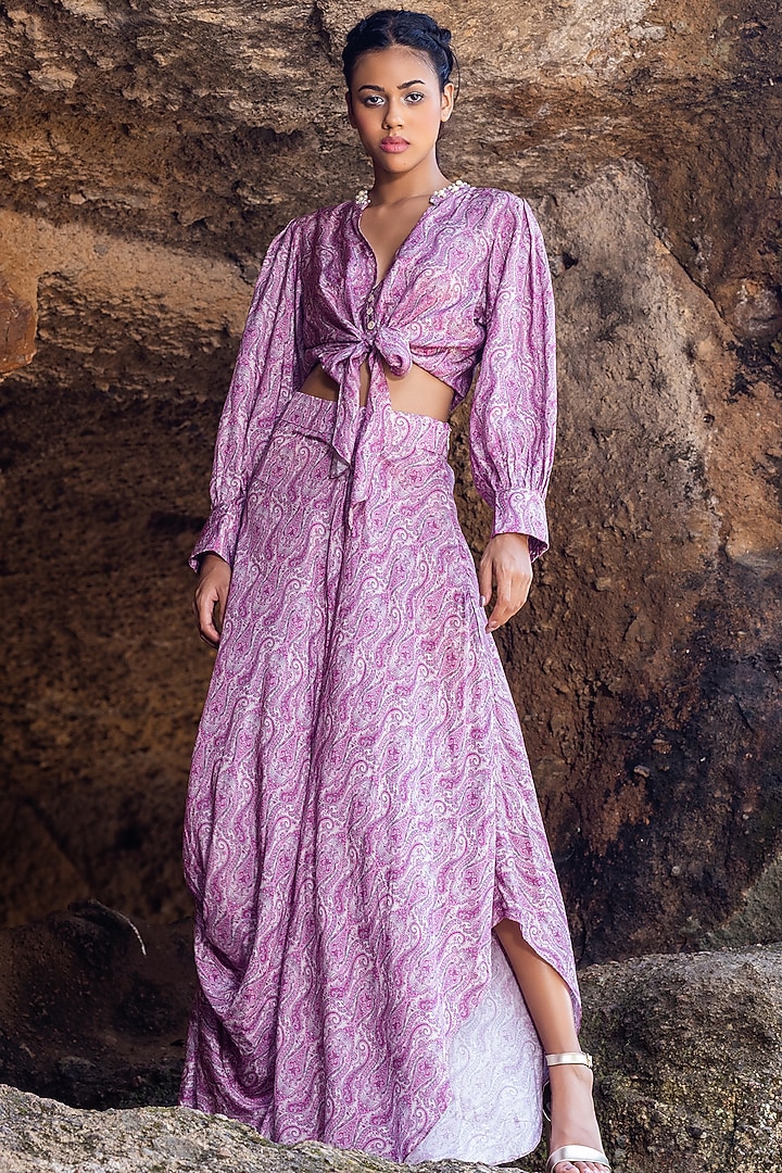 Pink Pure Muslin Printed Skirt Set by Yogita Kadam at Pernia's Pop Up Shop
