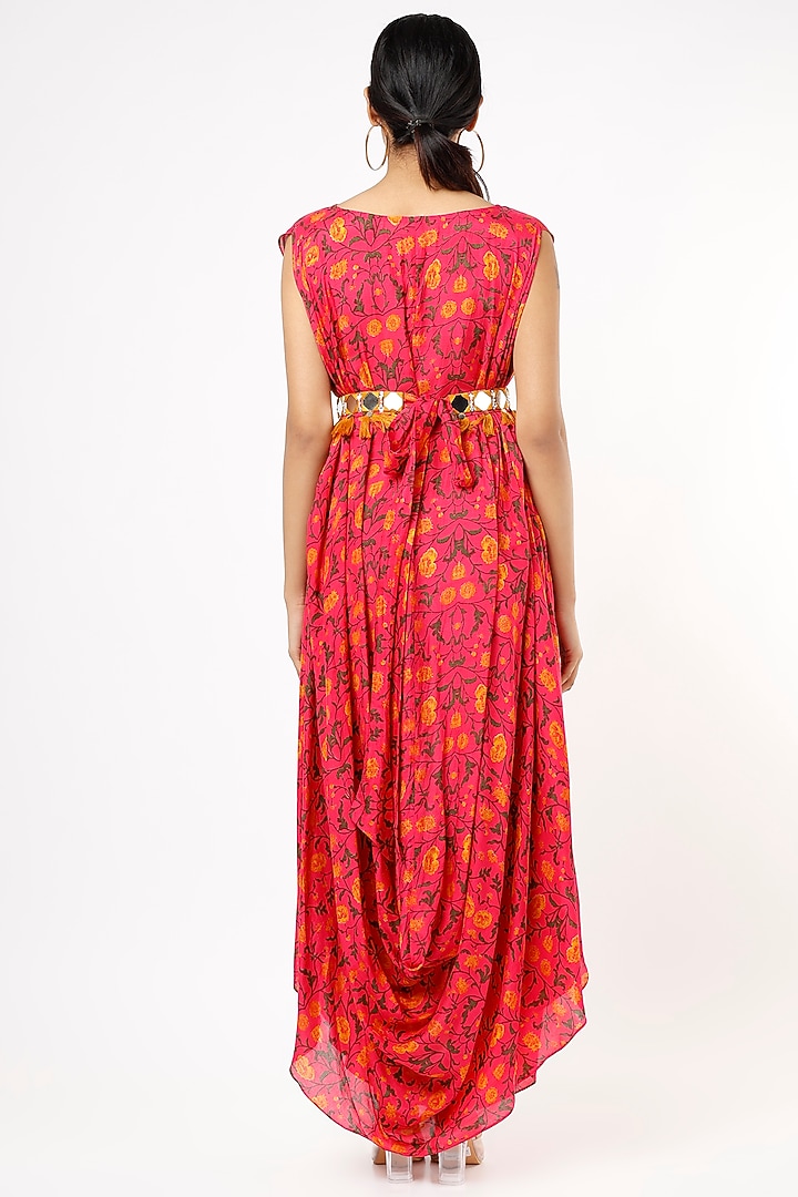 Pink Muslin Printed Cowl Summer Dress by Yogita Kadam at Pernia's Pop Up Shop