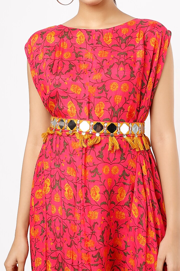 Pink Muslin Printed Cowl Summer Dress by Yogita Kadam at Pernia's Pop Up Shop