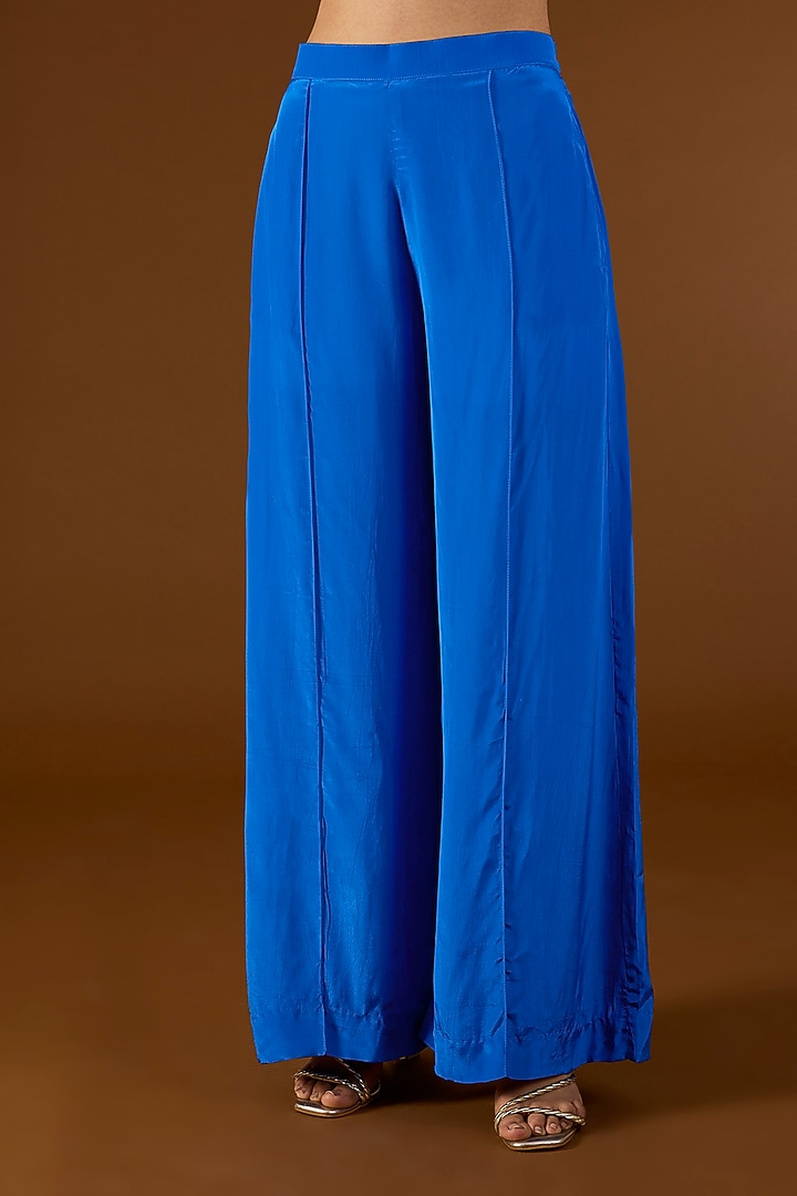 Electric Blue Georgette Sequins Embroidered Kaftan Set by Yoshita Couture at Pernia's Pop Up Shop