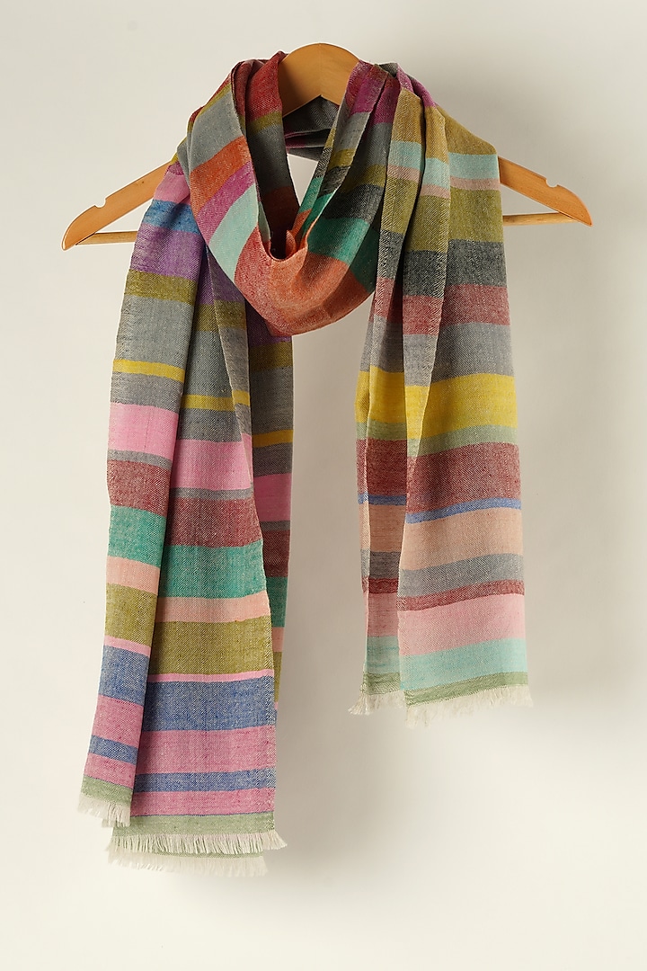 Multi-Colored Handwoven Cashmere Wool Shawl by YARNS & BLOOM
