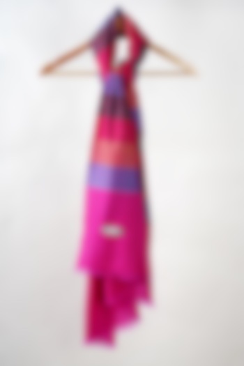 Multi-Colored Handwoven Striped Pashmina Stole by YARNS & BLOOM