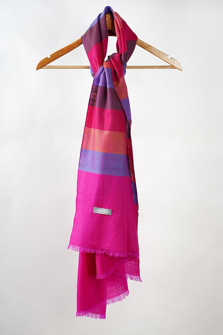 Multi-Colored Handwoven Striped Pashmina Stole by YARNS & BLOOM