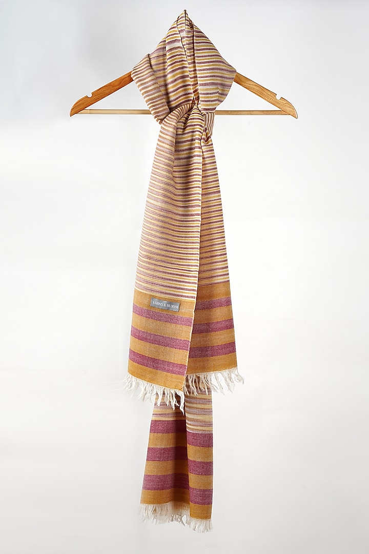 Mustard Handwoven Fine Wool Stole by YARNS & BLOOM