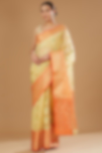 Beige Tissue Silk Banarasi Handloom Saree by Zal From Benaras