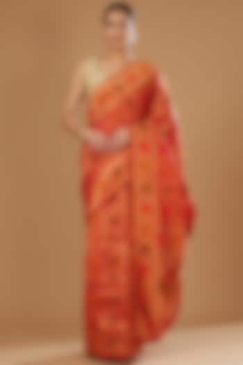 Red Pure Silk Banarasi Handloom Saree by Zal From Benaras
