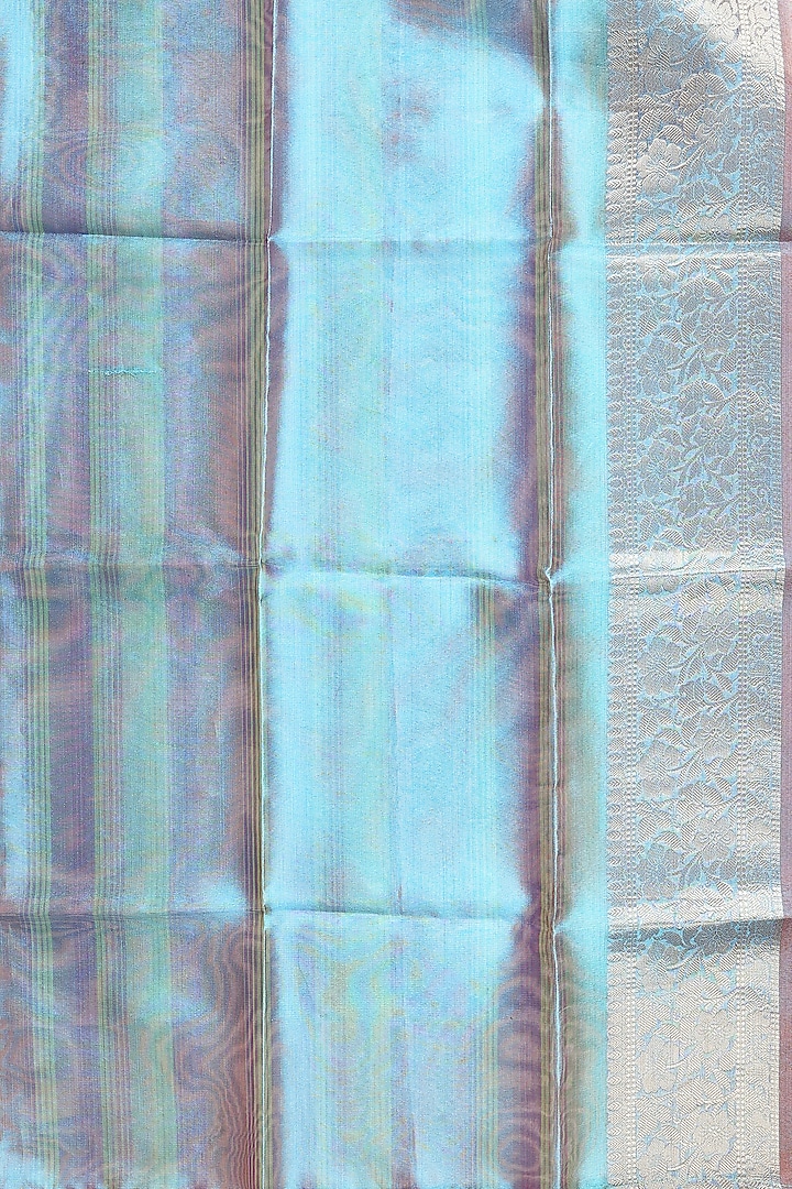 Blue Shaded Tissue Silk Banarasi Handloom Festive Saree Set by Zal From Benaras at Pernia's Pop Up Shop