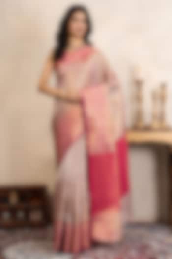 Pink Kanjivaram Banarasi Party Wear Saree Set by Zal From Benaras at Pernia's Pop Up Shop