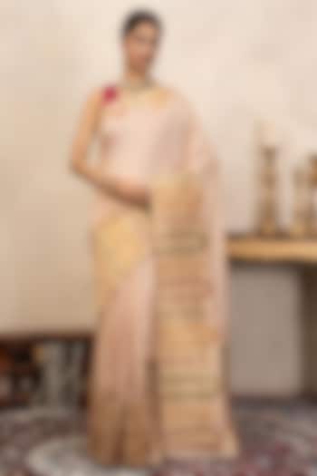 Rose Pink Pure Katan Silk Handloom Party Wear Saree Set by Zal From Benaras at Pernia's Pop Up Shop