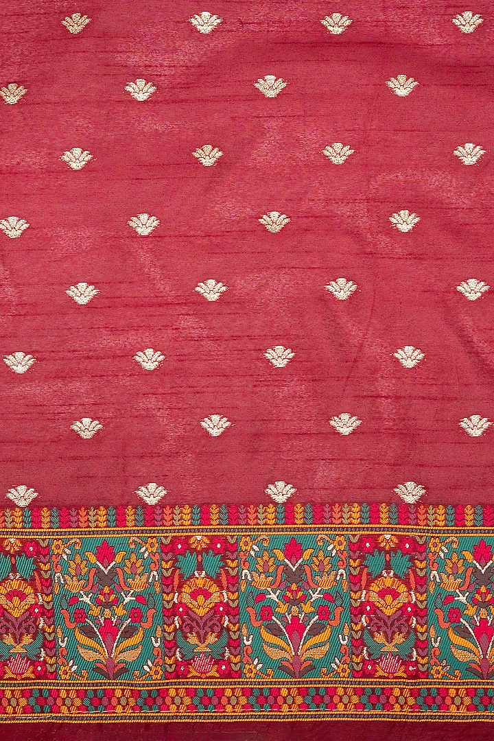 Red Pure Silk Banarasi Meenakari Work Party Wear Saree Set by Zal From Benaras at Pernia's Pop Up Shop