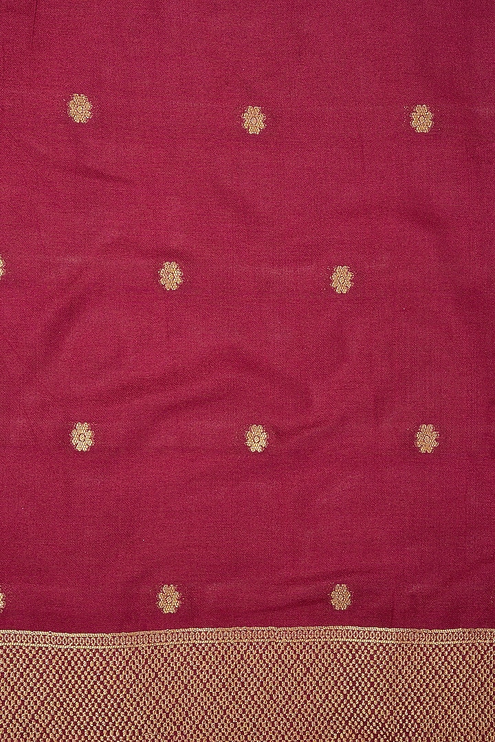 Maroon Pure Katan Silk Banarasi Party Wear Saree Set by Zal From Benaras at Pernia's Pop Up Shop