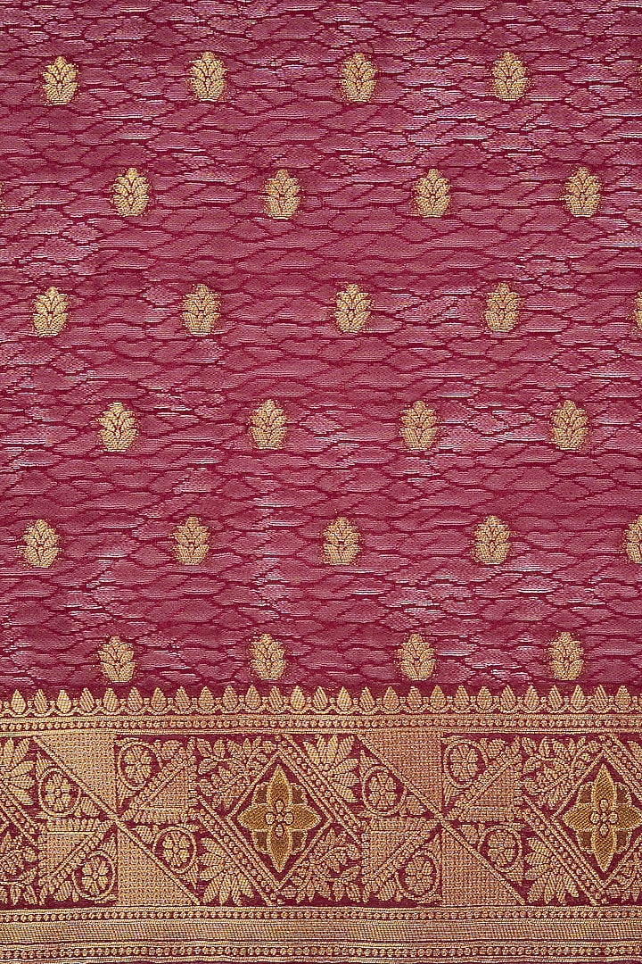 Maroon Pure Silk Banarasi Party Wear Saree Set by Zal From Benaras at Pernia's Pop Up Shop