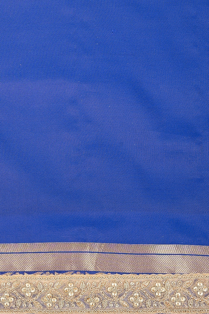 Blue Pure Katan Silk Brocade Party Wear Saree Set by Zal From Benaras at Pernia's Pop Up Shop