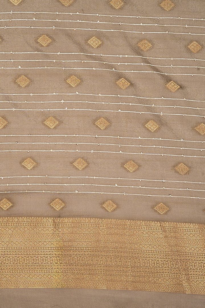 Grey Pure Katan Silk Banarasi Party Wear Saree Set by Zal From Benaras at Pernia's Pop Up Shop