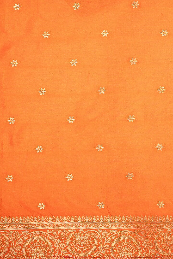 Orange Pure Silk Banarasi Party Wear Saree Set by Zal From Benaras at Pernia's Pop Up Shop