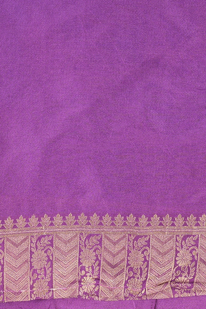 Purple Pure Moonga Silk Banarasi Handloom Party Wear Saree Set by Zal From Benaras at Pernia's Pop Up Shop