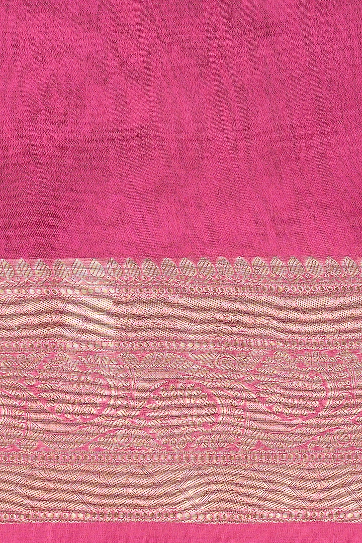 Pink Tissue Silk Floral Printed Banarasi Handloom Party Wear Saree Set by Zal From Benaras at Pernia's Pop Up Shop