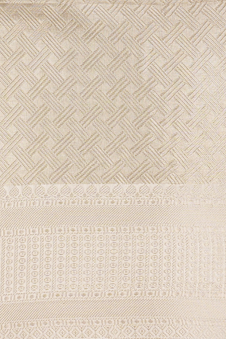 White Pure Katan Silk Banarasi Handloom Party Wear Saree Set by Zal From Benaras at Pernia's Pop Up Shop