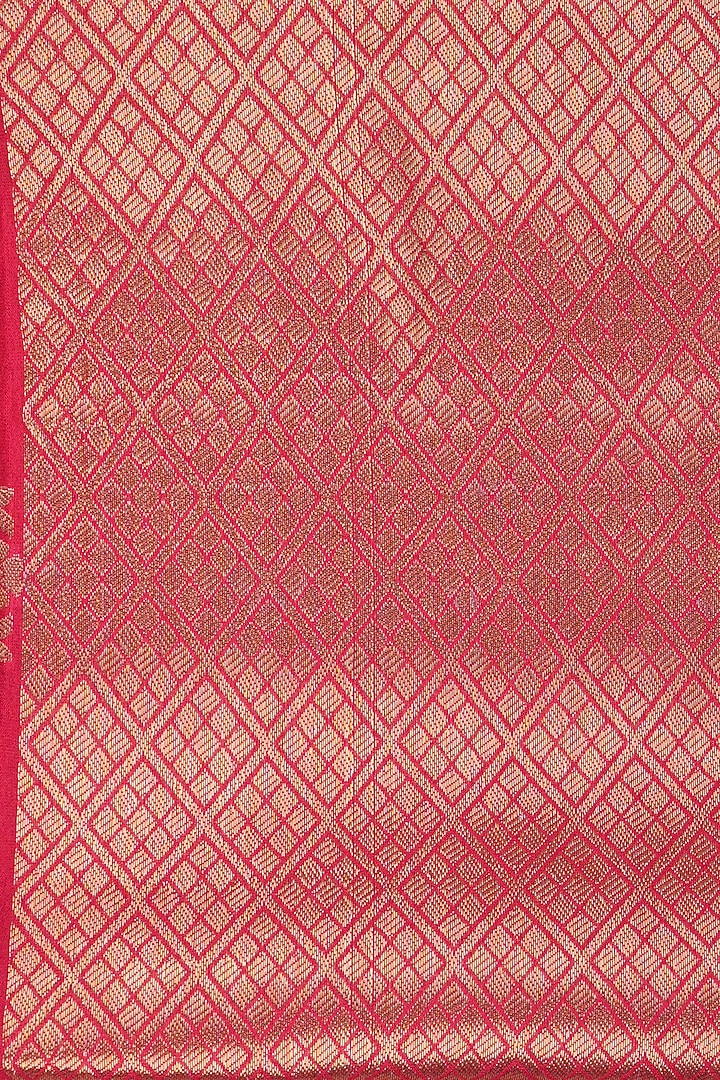 Hot Pink Pure Raw Silk Zari Embroidered banarasi Handloom Party Wear Saree Set by Zal From Benaras at Pernia's Pop Up Shop