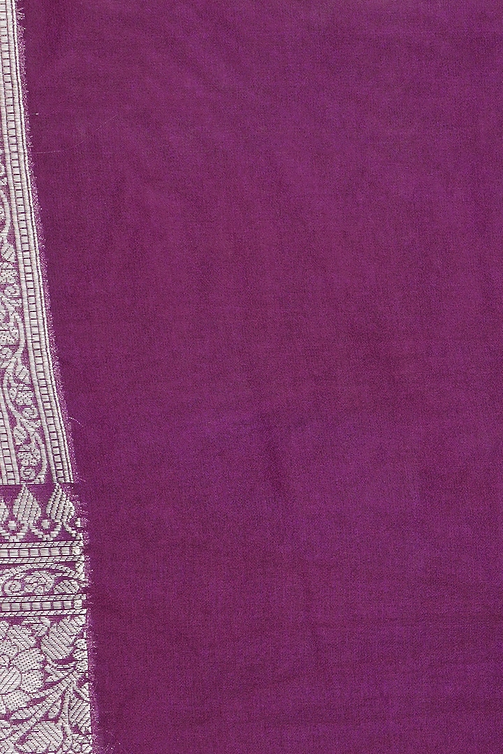 Purple Pure Silk Hand Embroidered banarasi Handloom Festive Saree Set by Zal From Benaras at Pernia's Pop Up Shop