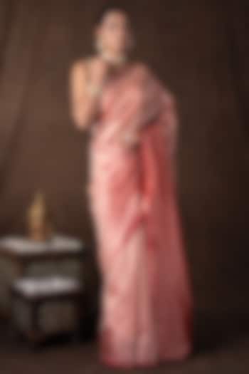 Red Pure Tissue Silk banarasi Handloom Party Wear Saree Set by Zal From Benaras at Pernia's Pop Up Shop