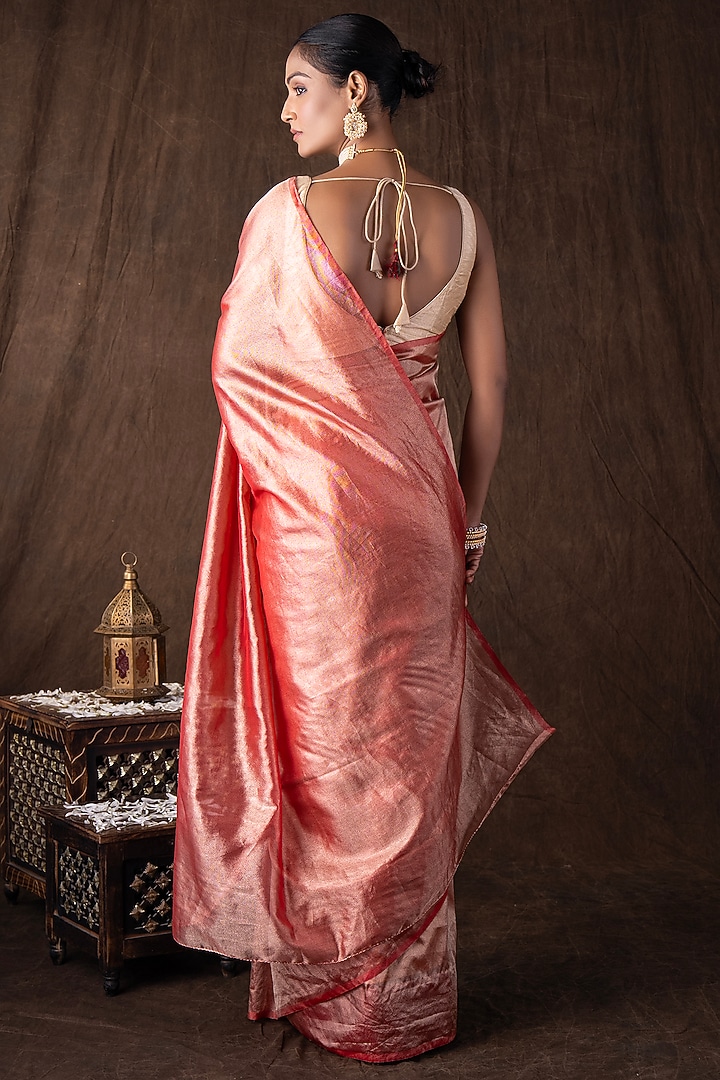 Red Pure Tissue Silk banarasi Handloom Party Wear Saree Set by Zal From Benaras at Pernia's Pop Up Shop