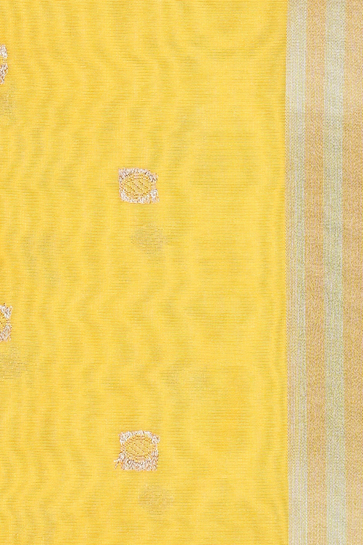 Yellow Katan Silk Zari Embroidered Handloom Party Wear Saree Set by Zal From Benaras at Pernia's Pop Up Shop