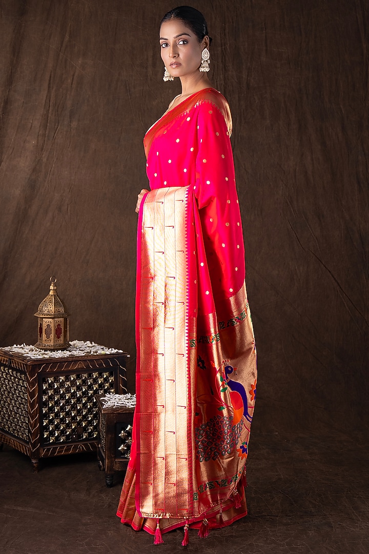 Pink Tissue Silk Zari Weave Banarasi Handloom Party Wear Saree Set by Zal From Benaras at Pernia's Pop Up Shop