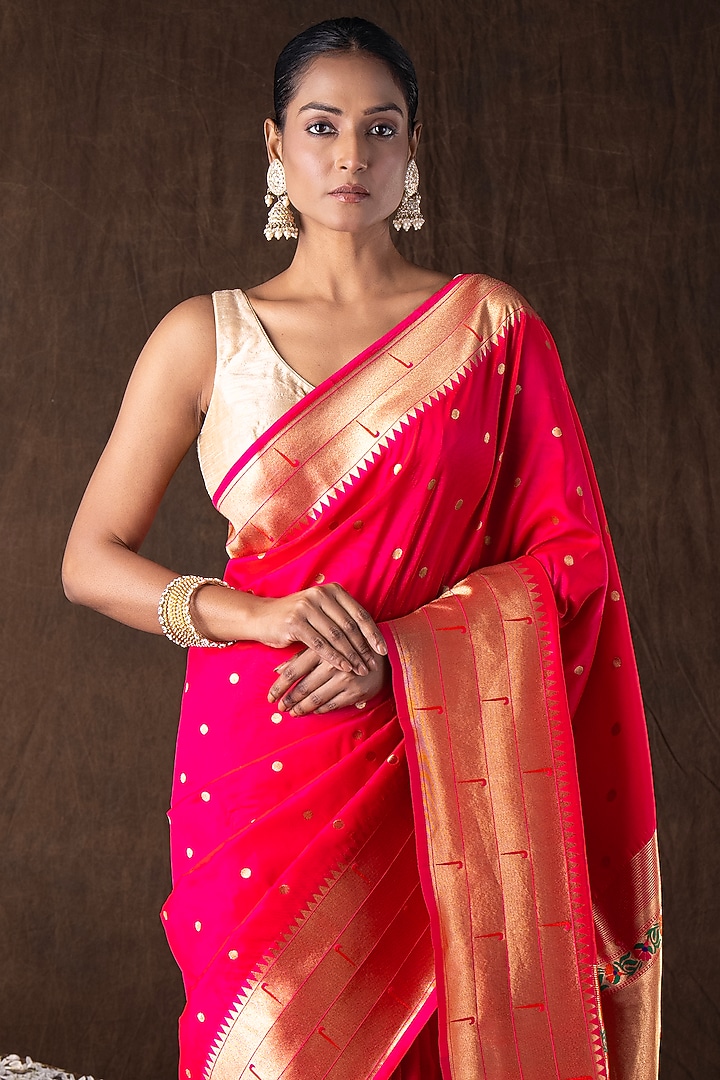 Pink Tissue Silk Zari Weave Banarasi Handloom Party Wear Saree Set by Zal From Benaras at Pernia's Pop Up Shop