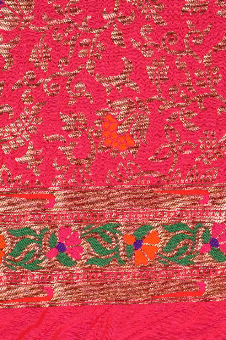 Pink Tissue Silk Zari Weave Banarasi Handloom Party Wear Saree Set by Zal From Benaras at Pernia's Pop Up Shop